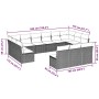 Set sofás de jardín con cojines 13 piezas ratán sintético gris