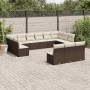 Set de sofás de jardín con cojines 13 piezas ratán PE marrón