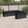 Set de sofás de jardín 11 pzas y cojines ratán sintético negro
