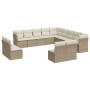 Set de sofás de jardín 12 pzas y cojines ratán sintético marrón