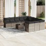 Set de sofás de jardín 12 pzas y cojines ratán sintético gris