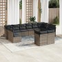 Set de sofás de jardín 12 pzas con cojines ratán sintético gris