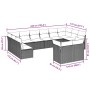 Set de sofás de jardín 12 pzas y cojines ratán sintético gris
