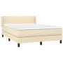 Box spring bed with cream fabric mattress 140x200 cm by vidaXL, Beds and slatted bases - Ref: Foro24-3129558, Price: 440,42 €...