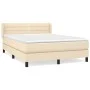 Box spring bed with cream fabric mattress 140x200 cm by vidaXL, Beds and slatted bases - Ref: Foro24-3129798, Price: 441,36 €...