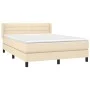 Box spring bed with cream fabric mattress 140x200 cm by vidaXL, Beds and slatted bases - Ref: Foro24-3129798, Price: 441,36 €...