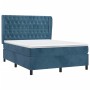 Box spring bed with dark blue velvet mattress 140x190 cm by vidaXL, Beds and slatted bases - Ref: Foro24-3129391, Price: 522,...
