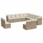 Set sofás de jardín con cojines 13 pzas ratán sintético beige
