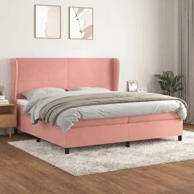 Box spring bed with pink velvet mattress 200x200 cm by vidaXL, Beds and slatted bases - Ref: Foro24-3129116, Price: 600,10 €,...