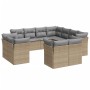 Set de sofás de jardín 11pzas con cojines ratán sintético beige