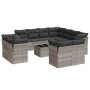 Set de sofás de jardín 12 pzas y cojines ratán sintético gris