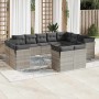 Set de sofás de jardín 12 pzas y cojines ratán sintético gris