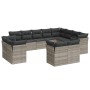 Set de sofás de jardín 12 pzas y cojines ratán sintético gris
