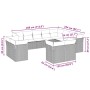 Set de sofás de jardín 12 pzas y cojines ratán sintético gris