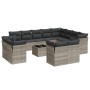 Set sofás de jardín con cojines 13 piezas ratán sintético gris