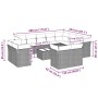 Set sofás de jardín con cojines 13 piezas ratán sintético gris
