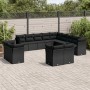 Set de sofás de jardín y cojines 13 pzas ratán sintético negro