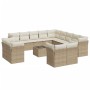 Set sofás de jardín 14 pzas con cojines ratán sintético beige