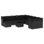 Set de sofás de jardín 12 piezas cojines ratán sintético negro