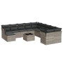 Set de sofás de jardín 12 pzas y cojines ratán sintético gris