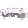 Set de sofás de jardín 12 pzas y cojines ratán sintético gris
