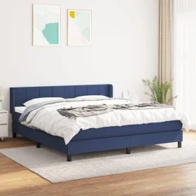 Box spring bed with blue fabric mattress 160x200 cm by vidaXL, Beds and slatted bases - Ref: Foro24-3129727, Price: 482,94 €,...