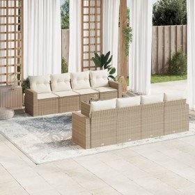 Set de sofás de jardín 9 pzas con cojines ratán sintético beige en Conjuntos de jardín | Comprar online en Foro24