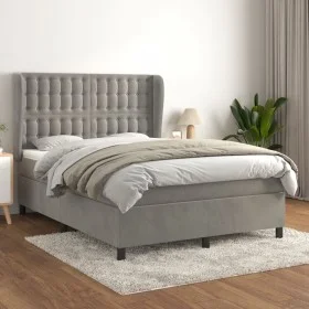 Boxspringbett mit hellgrauer Samtmatratze 140x190 cm von vidaXL, Betten und Lattenroste - Ref: Foro24-3129447, Preis: 574,30 ...