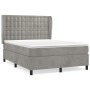 Box spring bed with light gray velvet mattress 140x190 cm by vidaXL, Beds and slatted bases - Ref: Foro24-3129447, Price: 576...