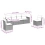 Set sofás de jardín 6 piezas y cojines ratán sintético marrón