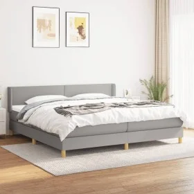 Box spring bed with light gray fabric mattress 200x200 cm by vidaXL, Beds and slatted bases - Ref: Foro24-3130137, Price: 573...