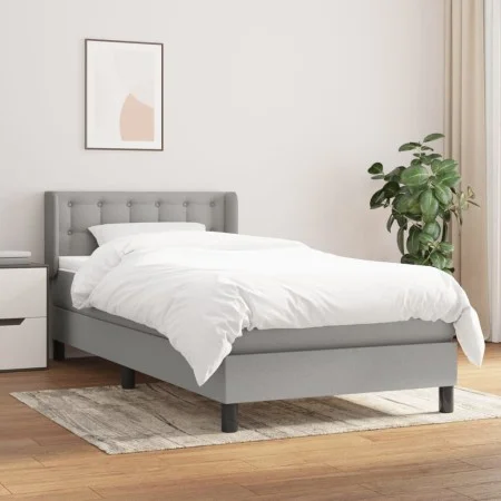 Box spring bed with light gray fabric mattress 100x200 cm by vidaXL, Beds and slatted bases - Ref: Foro24-3130009, Price: 320...