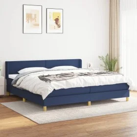 Box spring bed with blue fabric mattress 200x200 cm by vidaXL, Beds and slatted bases - Ref: Foro24-3130143, Price: 572,83 €,...