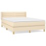 Box spring bed with cream fabric mattress 140x200 cm by vidaXL, Beds and slatted bases - Ref: Foro24-3130358, Price: 453,96 €...