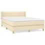 Box spring bed with cream fabric mattress 140x200 cm by vidaXL, Beds and slatted bases - Ref: Foro24-3130358, Price: 437,72 €...