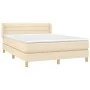 Box spring bed with cream fabric mattress 140x200 cm by vidaXL, Beds and slatted bases - Ref: Foro24-3130358, Price: 437,72 €...