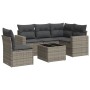 Set de muebles de jardín 6 pzas y cojines ratán sintético gris