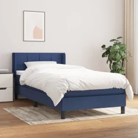 Box spring bed with blue fabric mattress 100x200 cm by vidaXL, Beds and slatted bases - Ref: Foro24-3129695, Price: 330,87 €,...