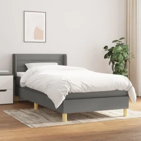 Box spring bed with dark gray fabric mattress 90x200 cm by vidaXL, Beds and slatted bases - Ref: Foro24-3130322, Price: 309,3...
