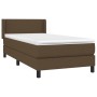 Cama box spring con colchón tela marrón oscuro 90x200 cm