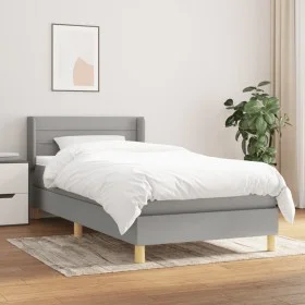 Box spring bed with light gray fabric mattress 100x200 cm by vidaXL, Beds and slatted bases - Ref: Foro24-3130329, Price: 312...