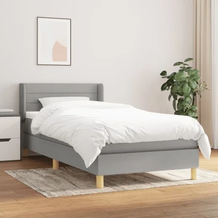 Box spring bed with light gray fabric mattress 100x200 cm by vidaXL, Beds and slatted bases - Ref: Foro24-3130329, Price: 312...