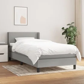 Box spring bed with light gray fabric mattress 90x190 cm by vidaXL, Beds and slatted bases - Ref: Foro24-3129513, Price: 296,...