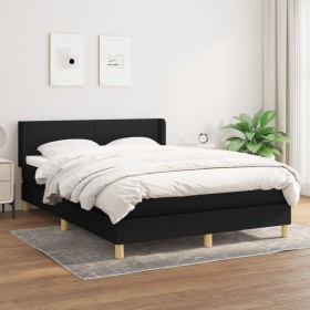 Cama box spring con colchón tela negro 140x190 cm