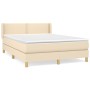 Box spring bed with cream fabric mattress 140x200 cm by vidaXL, Beds and slatted bases - Ref: Foro24-3130198, Price: 433,79 €...