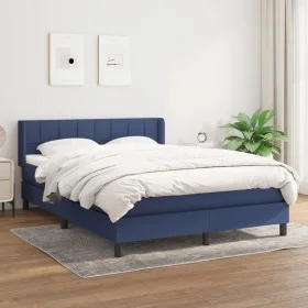 Box spring bed with blue fabric mattress 140x200 cm by vidaXL, Beds and slatted bases - Ref: Foro24-3129719, Price: 444,43 €,...