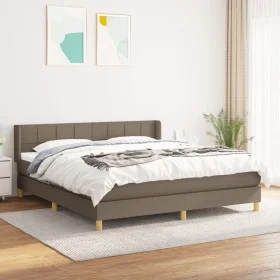 Box spring bed with taupe gray fabric mattress 160x200 cm by vidaXL, Beds and slatted bases - Ref: Foro24-3130285, Price: 508...