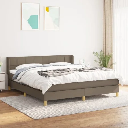 Box spring bed with taupe gray fabric mattress 160x200 cm by vidaXL, Beds and slatted bases - Ref: Foro24-3130285, Price: 508...