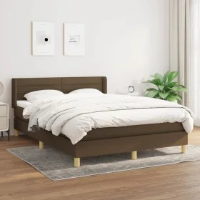 Box spring bed with dark brown fabric mattress 140x190 cm by vidaXL, Beds and slatted bases - Ref: Foro24-3130348, Price: 457...