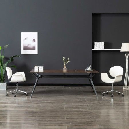 Drehbarer Bürostuhl aus weißem Kunstleder von vidaXL, Bürostühle - Ref: Foro24-3054825, Preis: 154,42 €, Rabatt: %